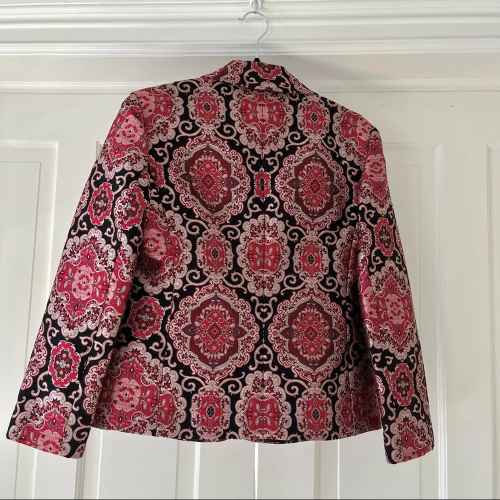 Kate Spade red black brocade jacket 2